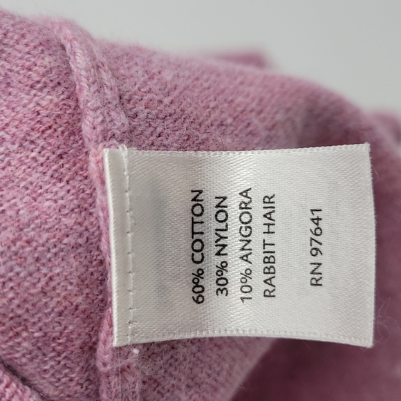 J Jill Cotton Angora Rabbit Blend Blouse Bell Scalloped Cuffs Scoop Neck Size MP - Picture 7 of 9